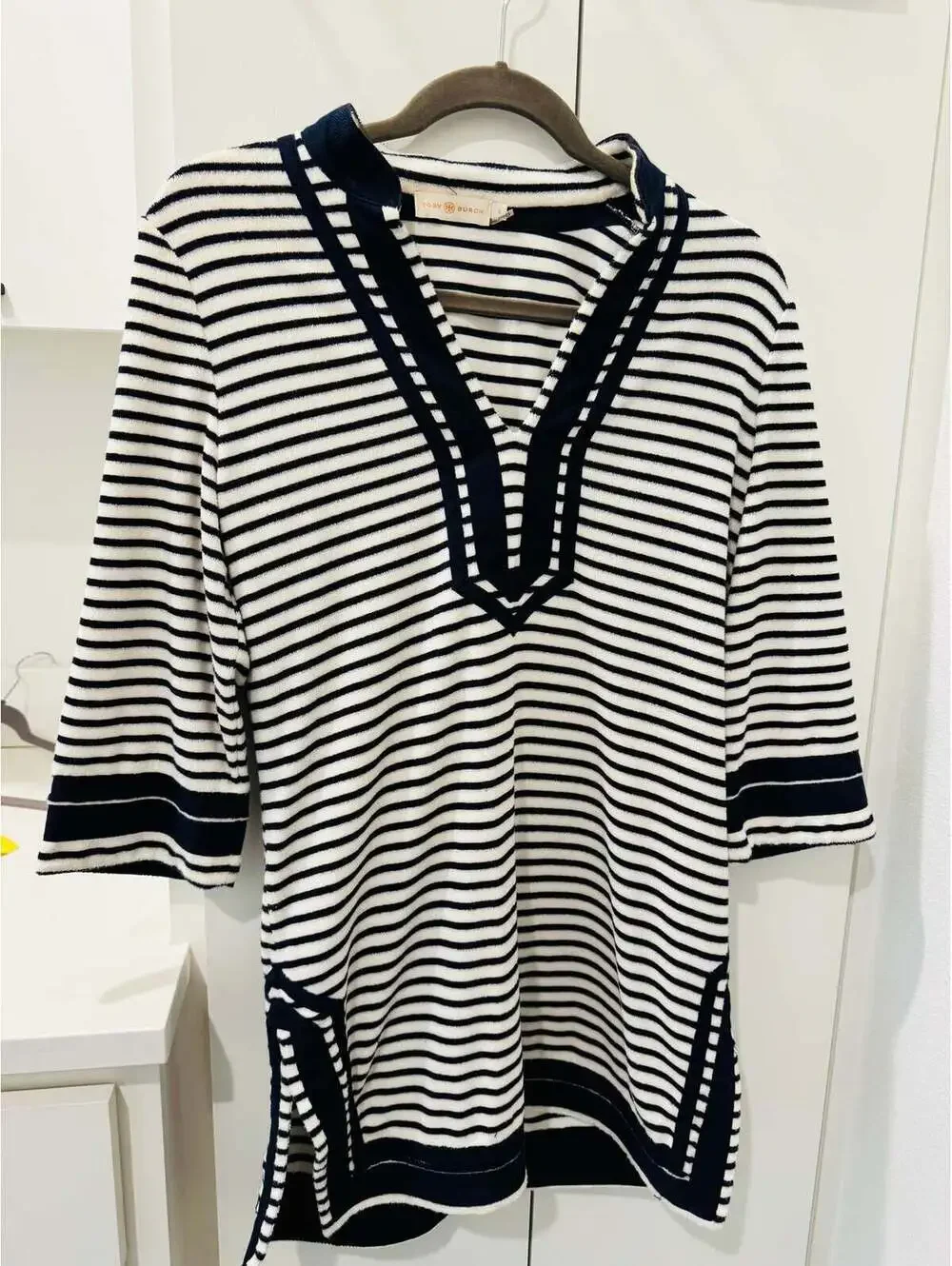 Tory Burch Striped Tunic with Lace Trim
